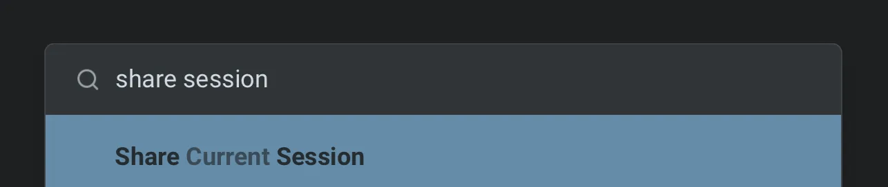 Starting a shared agent session from the Command Palette